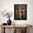 Quadro Decorativo Biblioteca Garotinha  - 70x50cm Moldura Bra