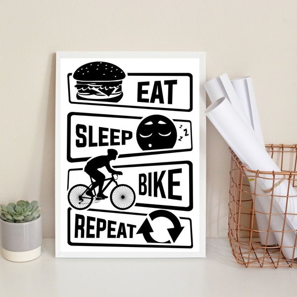 Quadro Decorativo Bicicleta- Bike Rotina 45x34cm - Com Vidro