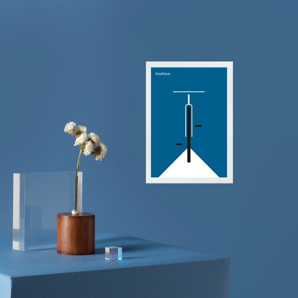 Quadro Decorativo Bicicleta Azul -  Bauhaus 24x18cm Moldura B