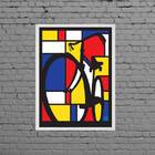 Quadro Decorativo Bicicleta Mondrian 24x18cm - Com Vidro Mold