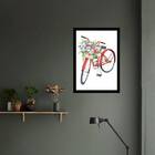 Quadro Decorativo Bicicleta Vermelha Com Flores 45x34cm A3 (4