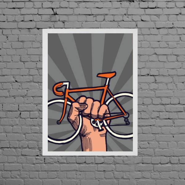 Quadro Decorativo Bike Revolution 24x18cm - Com Vidro Moldura