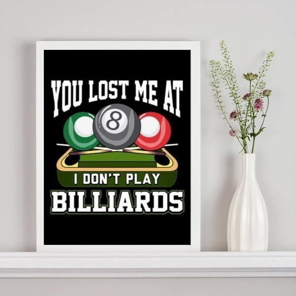 Quadro Decorativo Bilhar Sinuca 33x24cm Moldura:madeira Branca