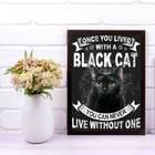 Quadro Decorativo Black Cat 33x24cm - Com Vidro Moldura:madei