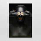 Quadro Decorativo Black Face With Gold Ii 1 Tela