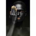 Quadro Decorativo Black Face With Gold Iii 1 Tela