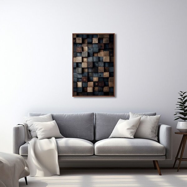 Quadro Decorativo Blocos Tons Terrosos Modelo Contemporâneo C