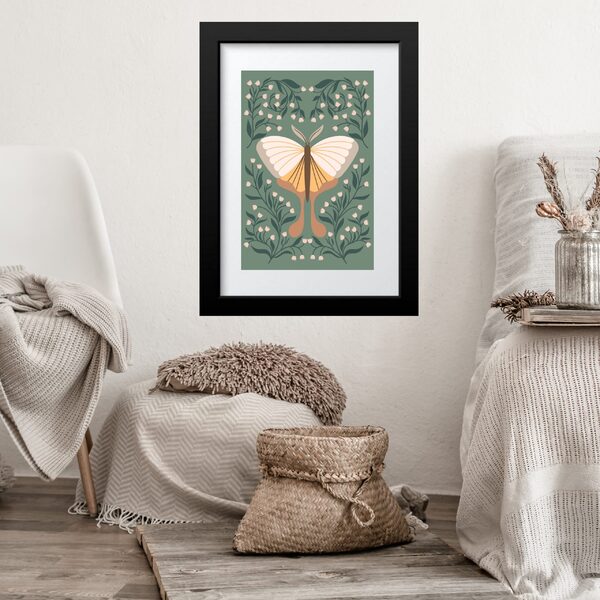 Quadro Decorativo Boho Borboleta - 60x48cm Moldura Branca