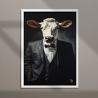 Quadro Decorativo Boi Elegante 33x24cm - Com Vidro Moldura Pr