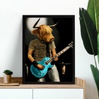 Quadro Decorativo Boi Roqueiro 45x34cm - Com Vidro Moldura Pr