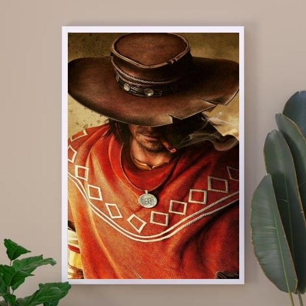 Quadro Decorativo Boiadeiro Umbanda 33x24cm - Com Vidro Moldu