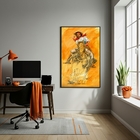 Quadro Decorativo Boiadeiro Umbanda  - 70x50cm Moldura Branca