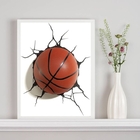 Quadro Decorativo Bola De Basquete 3d 24x18cm Moldura:madeira