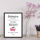 Quadro Decorativo Bolo Felicidade 45x34cm - Com Vidro Moldura