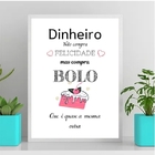 Quadro Decorativo Bolo Felicidade 45x34cm - Com Vidro Moldura
