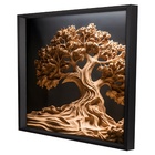Quadro Decorativo Bonsai Colorido com Vidro 70x70x2,8cm Tropical