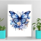 Quadro Decorativo Borboleta Azul Aquarela 24x18cm Moldura:mad