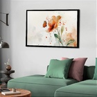 Quadro Decorativo Borboleta Flor Laranja  - 50x70cm Moldura P