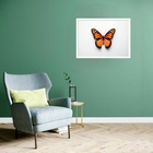 Quadro Decorativo Borboleta Laranja  - 50x70cm Moldura Preta