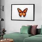 Quadro Decorativo Borboleta Laranja  - 50x70cm Moldura Preta