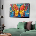 Quadro Decorativo Borboleta Mosaico  - 50x70cm Moldura Branca