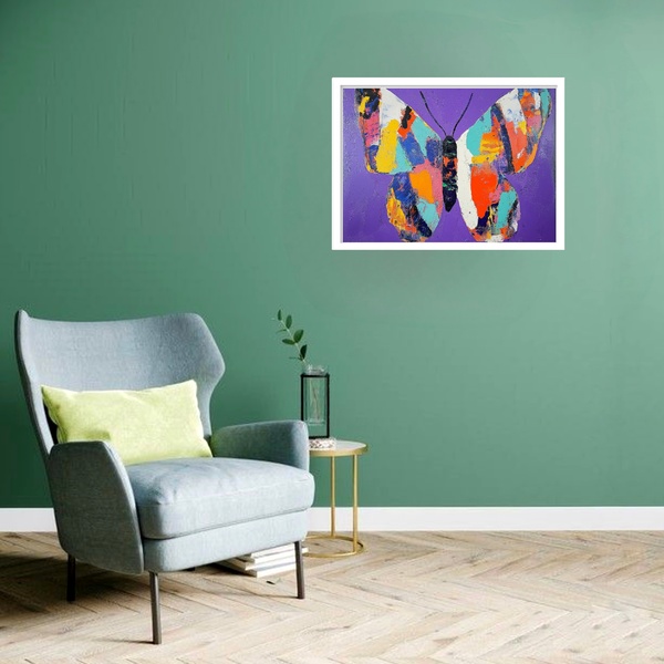 Quadro Decorativo Borboleta Painel  - 50x70cm Moldura Preta