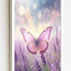 Quadro Decorativo Borboleta Rosa Raios Florido  - 70x50cm Mol