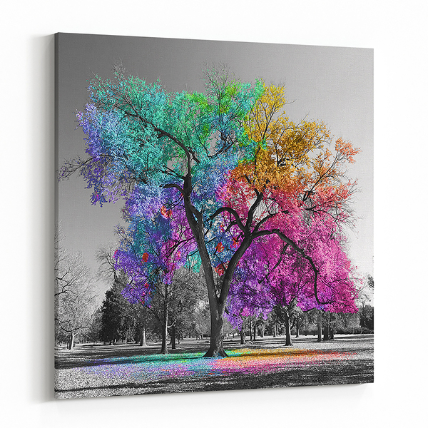 Quadro Decorativo Borda Infinita Arvore Da Vida Colorido