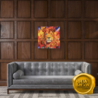 Quadro Decorativo Borda Infinita Leão Abstrato Colorido Sala