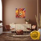 Quadro Decorativo Borda Infinita Leão Abstrato Colorido Sala