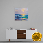 Quadro Decorativo Borda Infinita Pintura Praia Por Do Sol