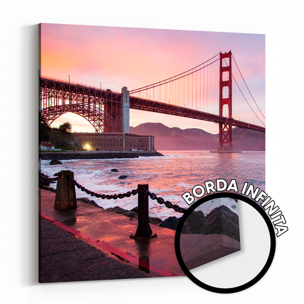 Quadro Decorativo Borda Infinita Ponte Golden Gate 60x60cm