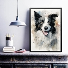 Quadro Decorativo Border Colie Aquarela 33x24cm - Com Vidro M