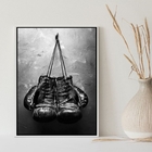 Quadro Decorativo Boxe- Luvas 45x34cm - Com Vidro Moldura:mad
