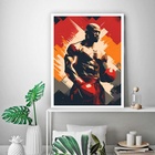 Quadro Decorativo Boxe - Lutador 24x18cm - Com Vidro Moldura