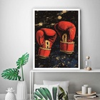 Quadro Decorativo Boxe - Luvas Vermelhas 33x24cm - Com Vidro
