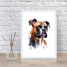 Quadro Decorativo Boxer Aquarela 24x18cm - Com Vidro Moldura: