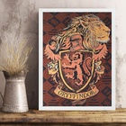 Quadro Decorativo Brasão Gryffindor 33x24cm - Com Vidro Moldu