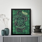 Quadro Decorativo Brasão Slytherin 33x24cm Moldura Branca