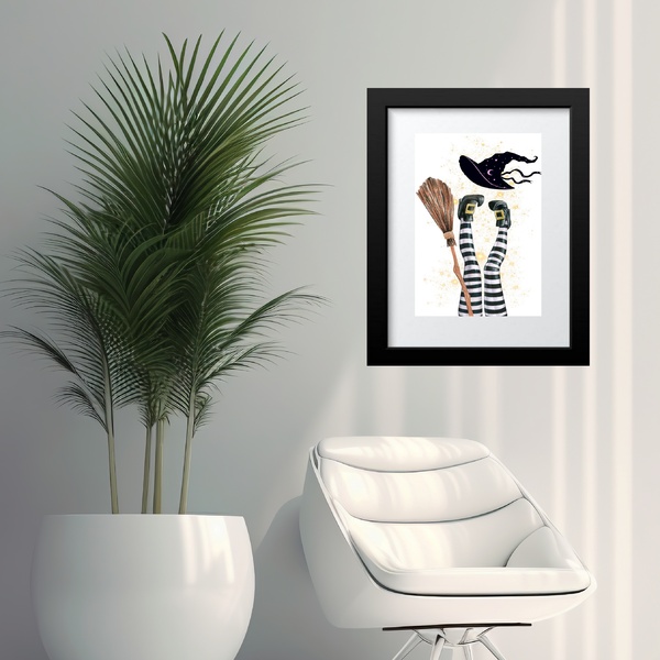 Quadro Decorativo Bruxa Cansada - 60x48cm Moldura Branca