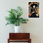 Quadro Decorativo Bruxa Com Livro 45x34cm - Com Vidro Moldura