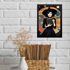 Quadro Decorativo Bruxa Com Livro 45x34cm - Com Vidro Moldura