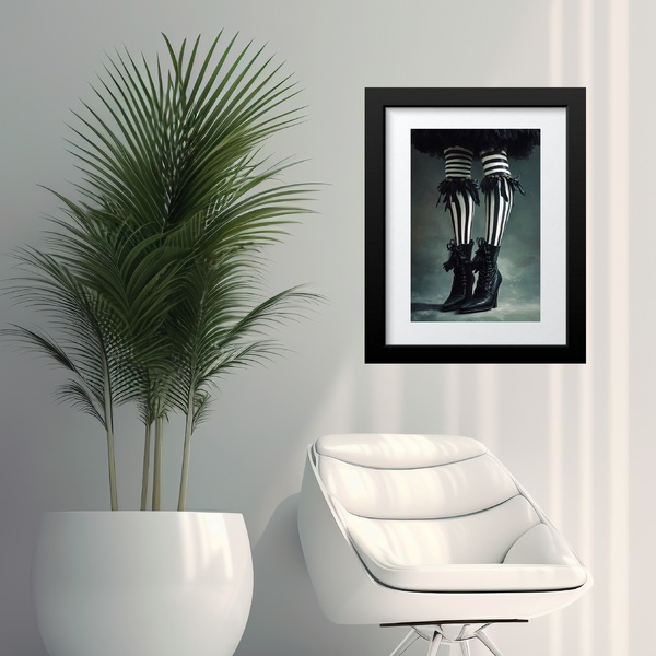 Quadro Decorativo Bruxa Pernas - 60x48cm Moldura Branca