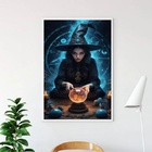 Quadro Decorativo Bruxa Vidente 24x18cm Moldura:madeira Preta