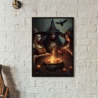 Quadro Decorativo Bruxas Feiticeiras 24x18cm - Com Vidro Mold