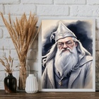 Quadro Decorativo Bruxo Dumbledore 45x34cm Moldura Preta