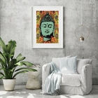 Quadro Decorativo Buda Anos 70 - 60x48cm Moldura:madeira Preta