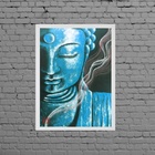 Quadro Decorativo Buda Azul 33x24cm Moldura:madeira Preta
