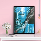 Quadro Decorativo Buda Azul 33x24cm Moldura:madeira Preta
