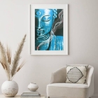 Quadro Decorativo Buda Azul - 60x48cm Moldura:madeira Preta